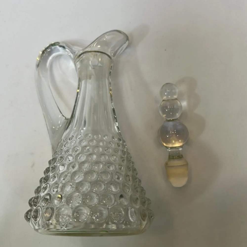 Hobnail Clear Glass Cruet Bottle with Stopper